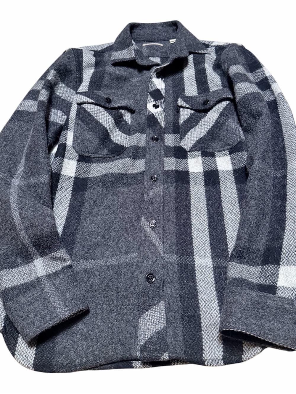 Burberry Brit Plaid Wool Button-Up Shacket